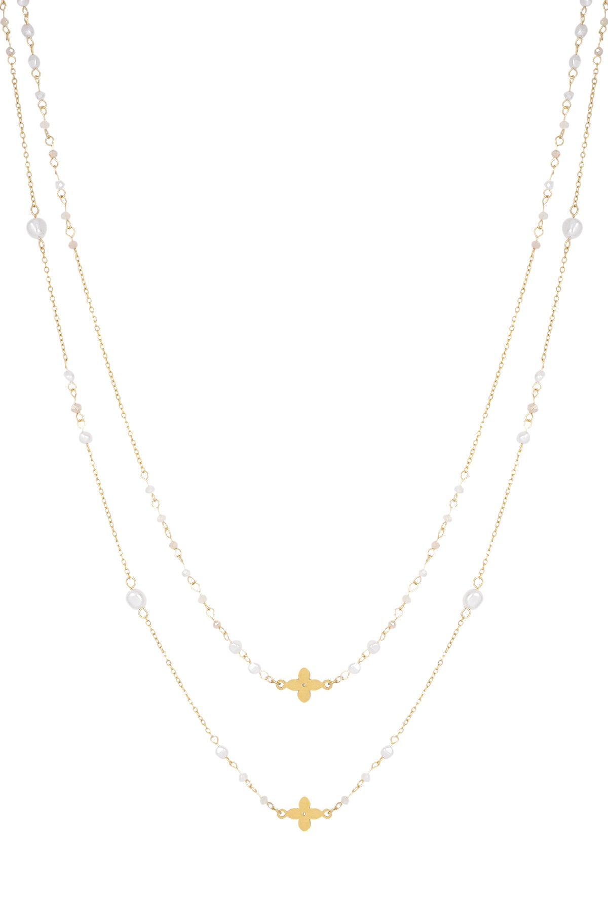 Layered Pearl Charm Necklace