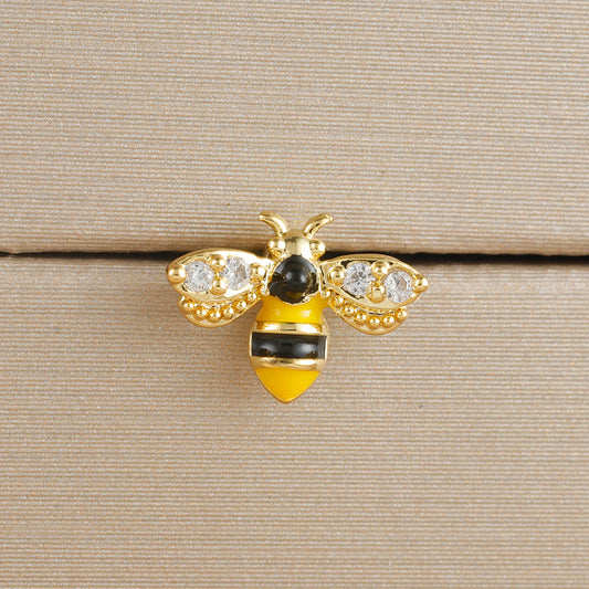 Queen Bee – 18K Gold Plated Crystal Bee Stud Earring in Stainless Steel