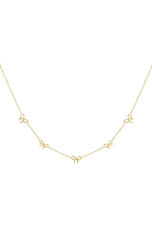 Delicate Gold Bow Charm Necklace