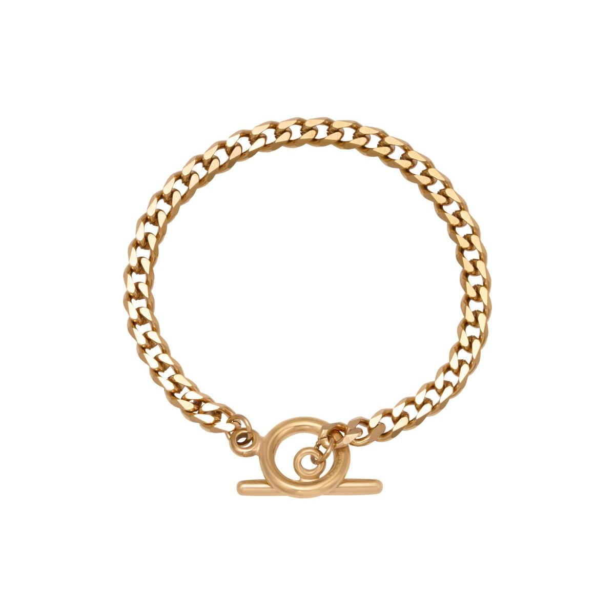 Gold-Plated Curb Chain Bracelet with Toggle Clasp – Bold and Timeless