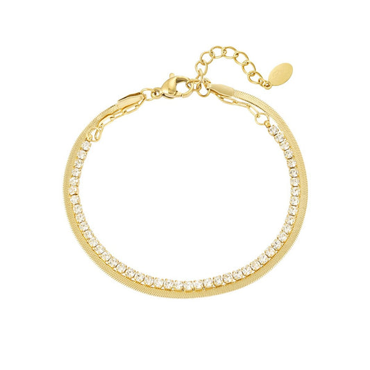 Radiant Double Bracelet with Rhinestone Accents – Gold