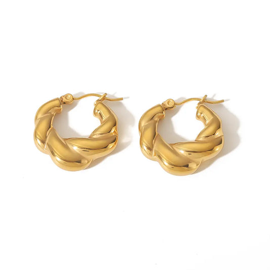 Chunky Braided Gold Hoop Earrings