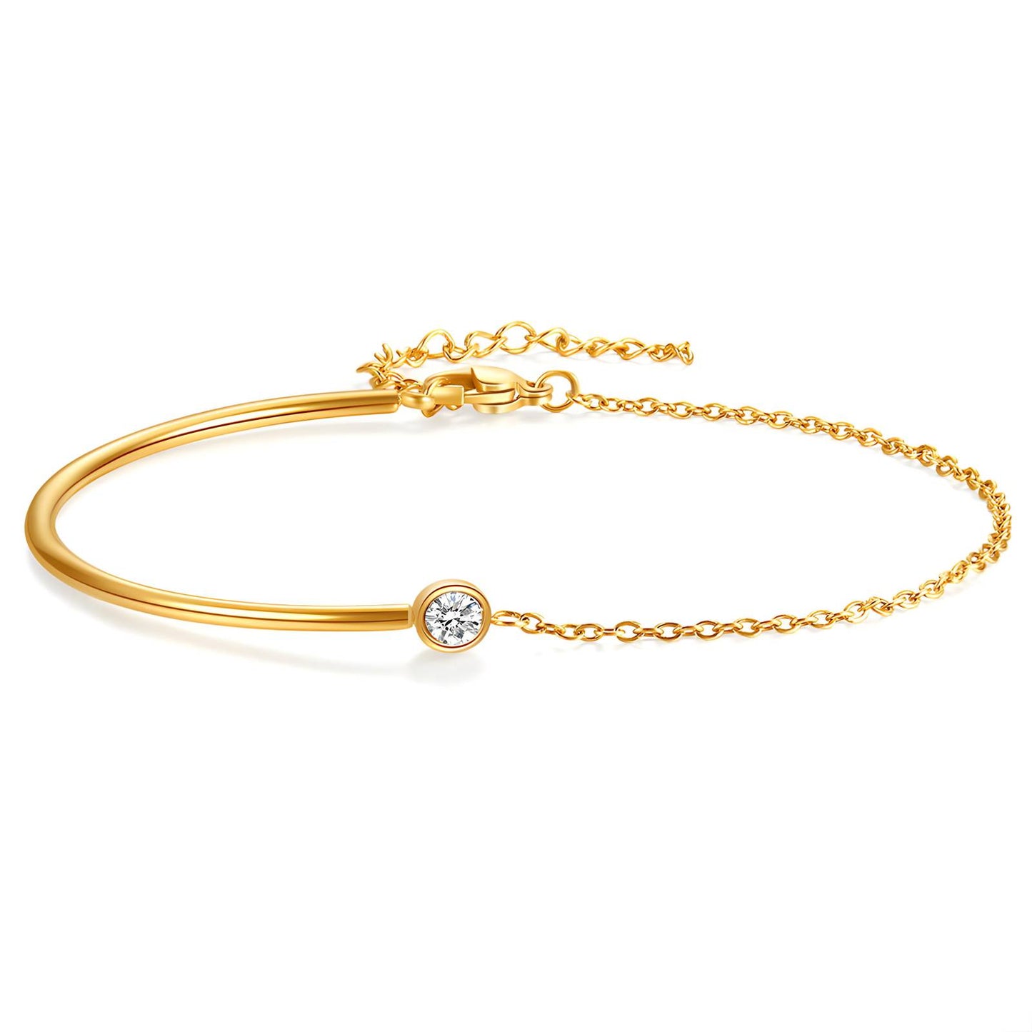 Gold-Plated Cubic Zirconia Chain Bracelet