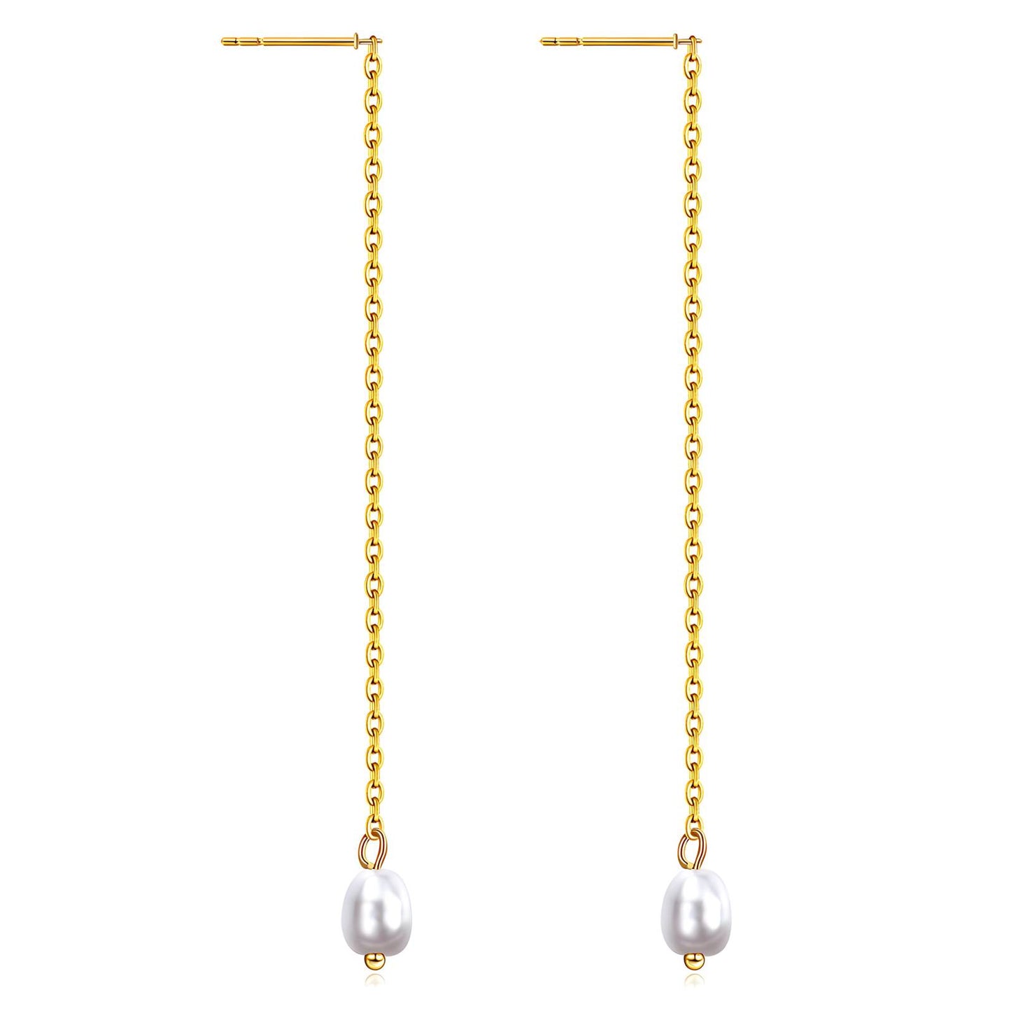 Chain Drop Earrings with Imitation Pearl