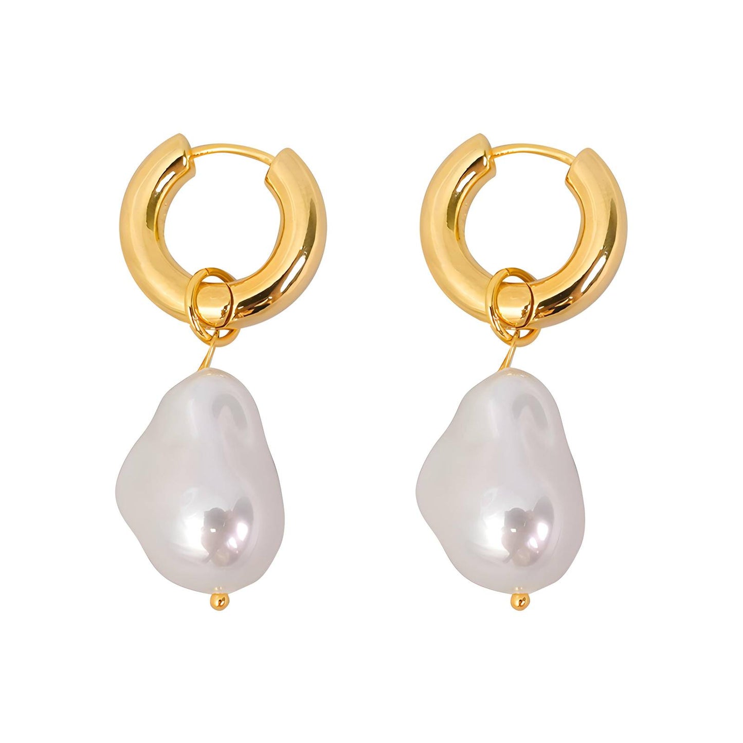 Pearl Drop Hoop Earrings