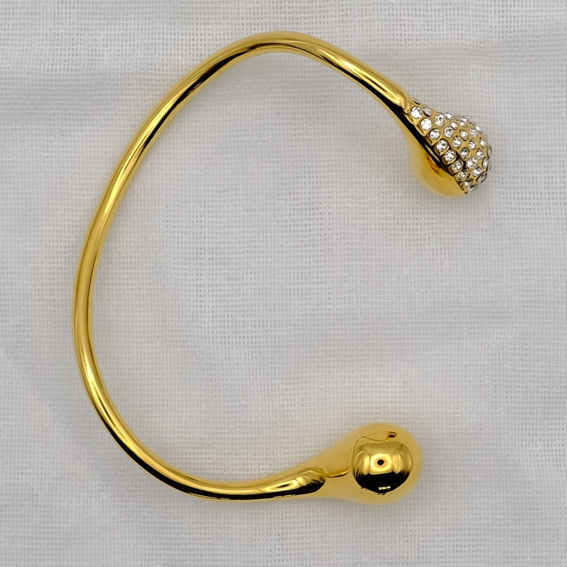 Gold Teardrop Crystal Cuff Bracelet