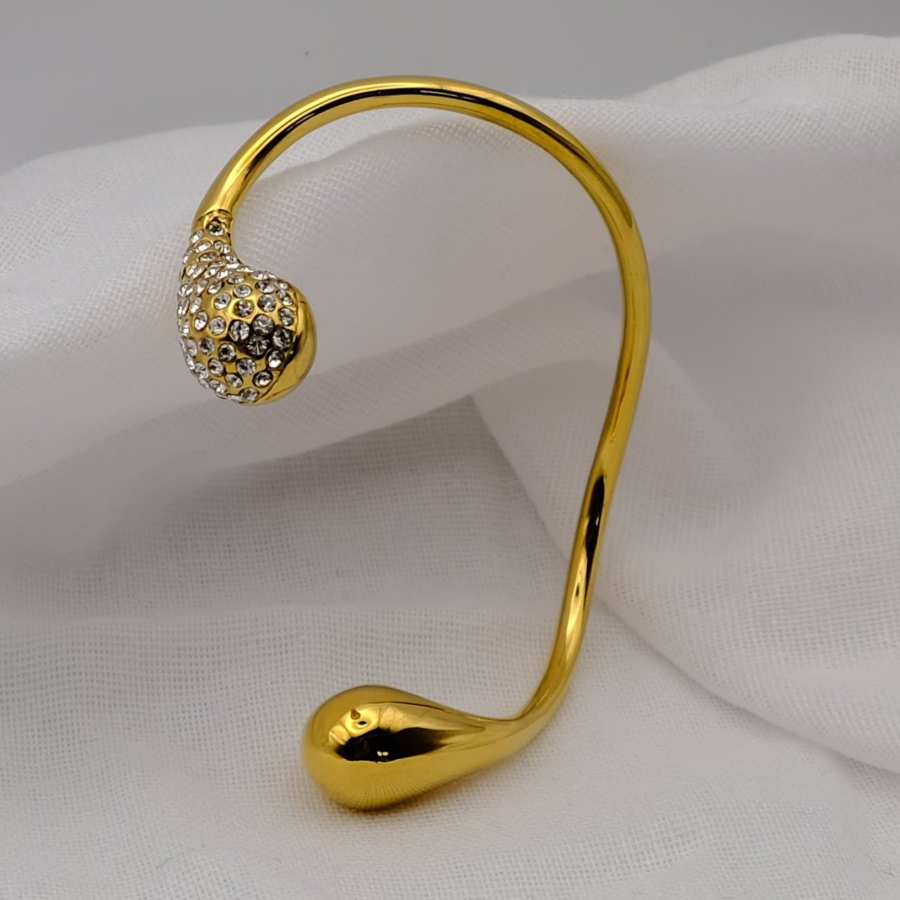 Gold Teardrop Crystal Cuff Bracelet