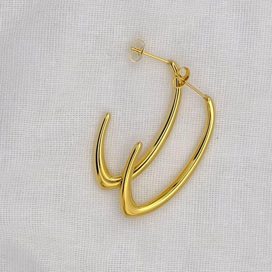 Sleek V-Shaped Gold Hoop Earrings