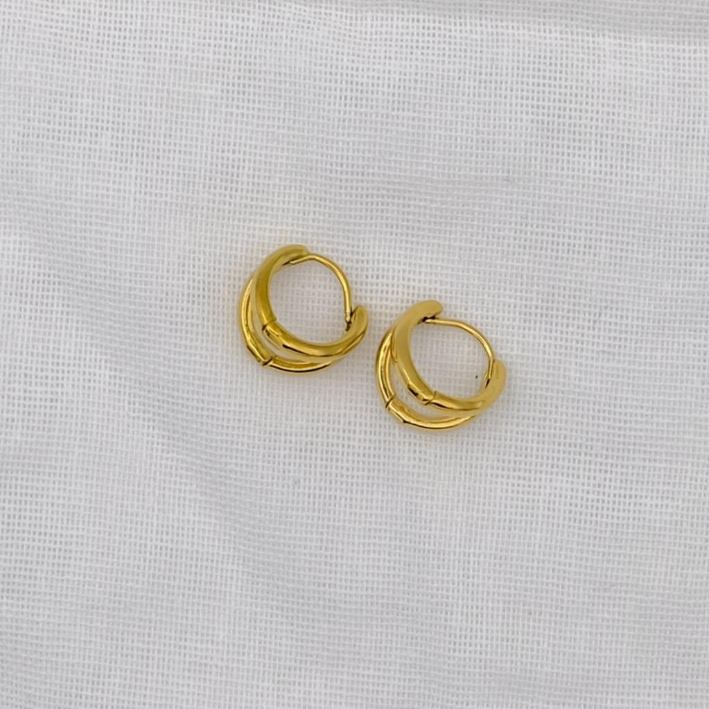 Gold Abstract Twist Huggie Earrings