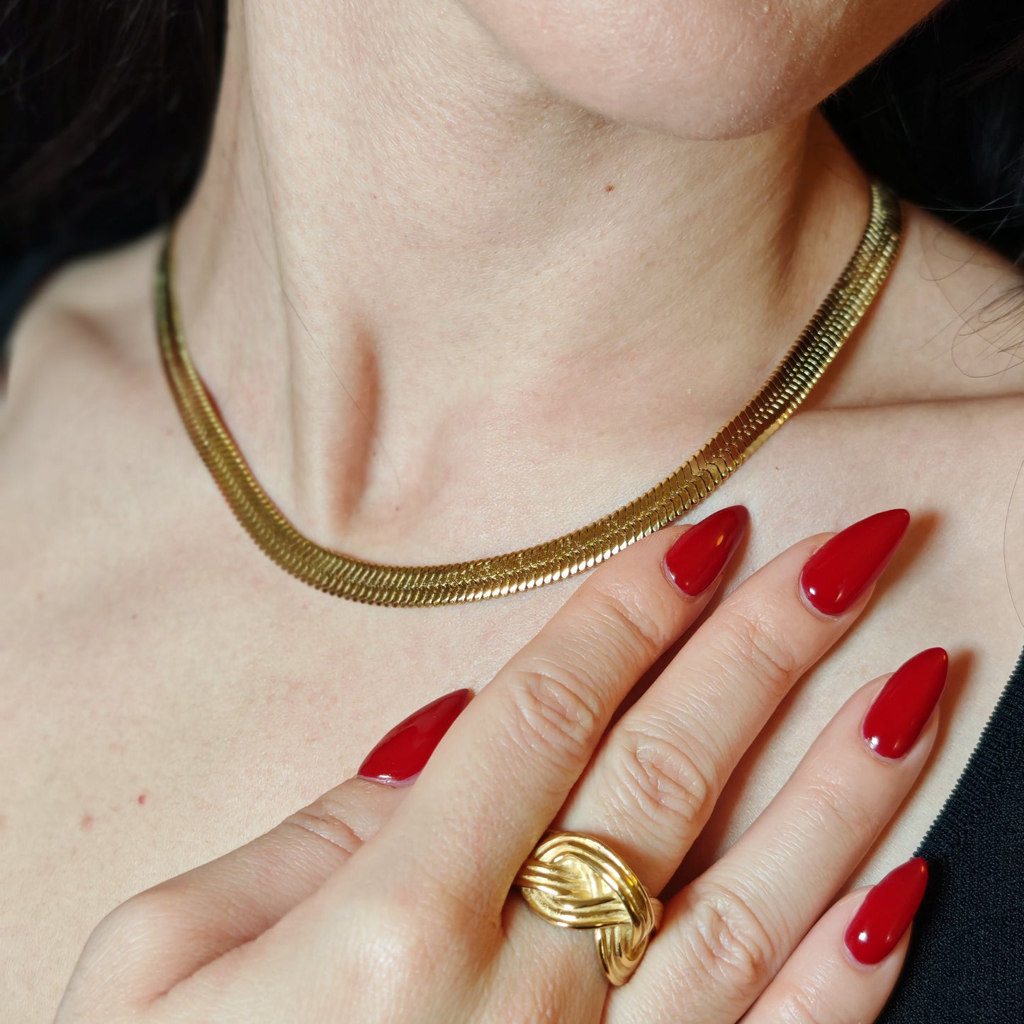 Gold Herringbone Necklace