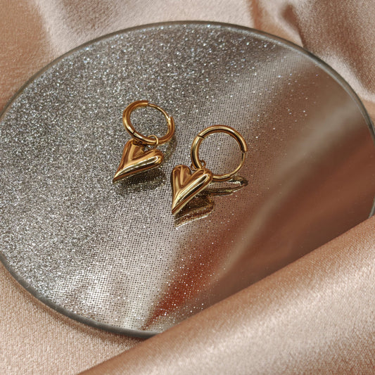 Heart Drop Hoop Earrings