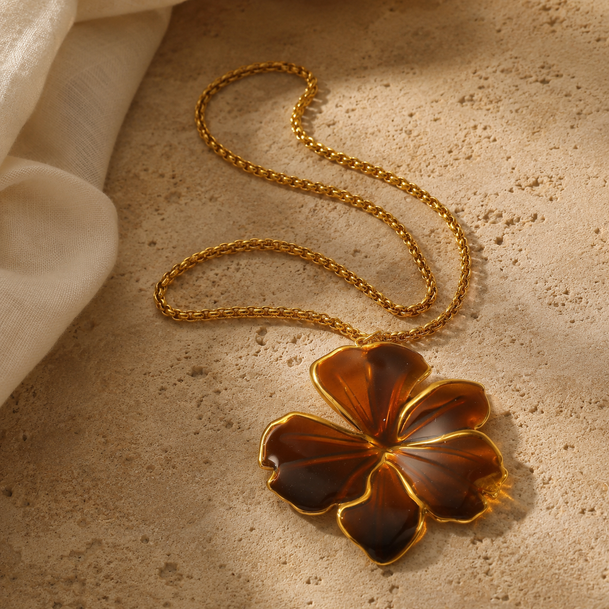 Amber Flower Pendant