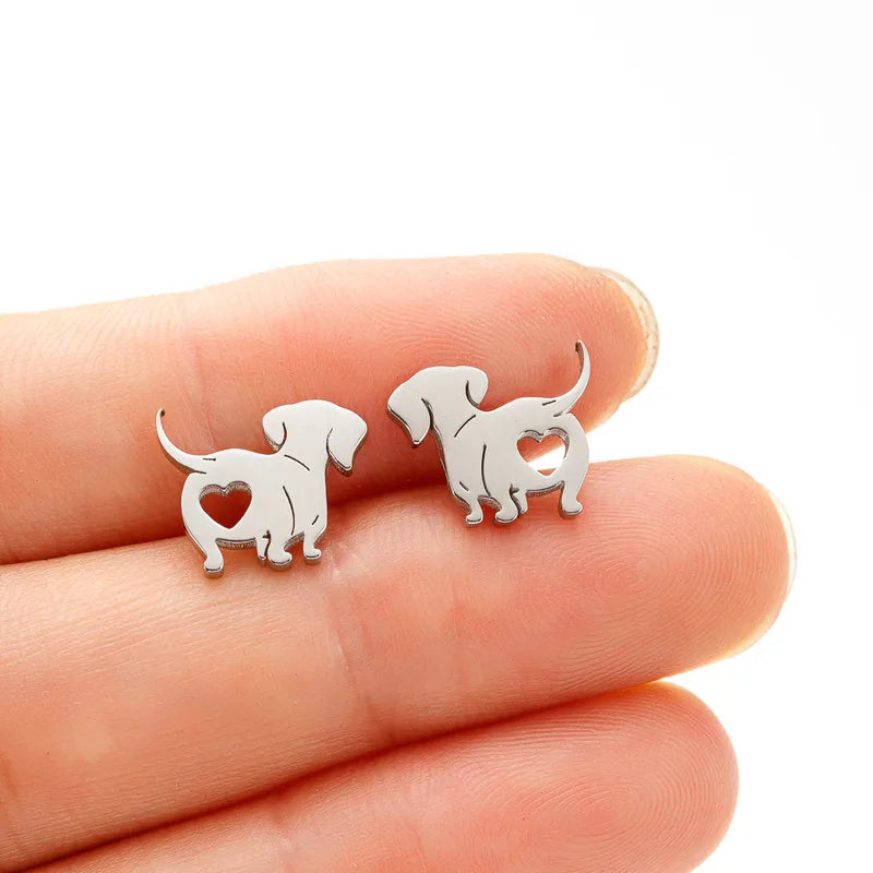 Dachshund Love – Dog Stud Earrings in Stainless Steel