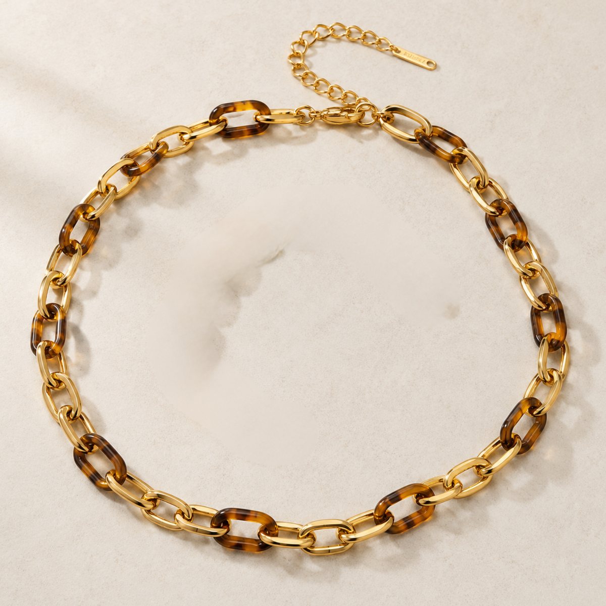 Tortoiseshell Chain Link Necklace | 18K Gold Plated Stainless