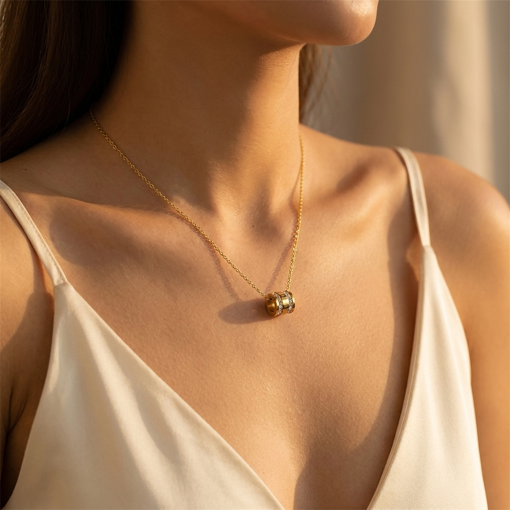 Crystal Roller Pendant Necklace