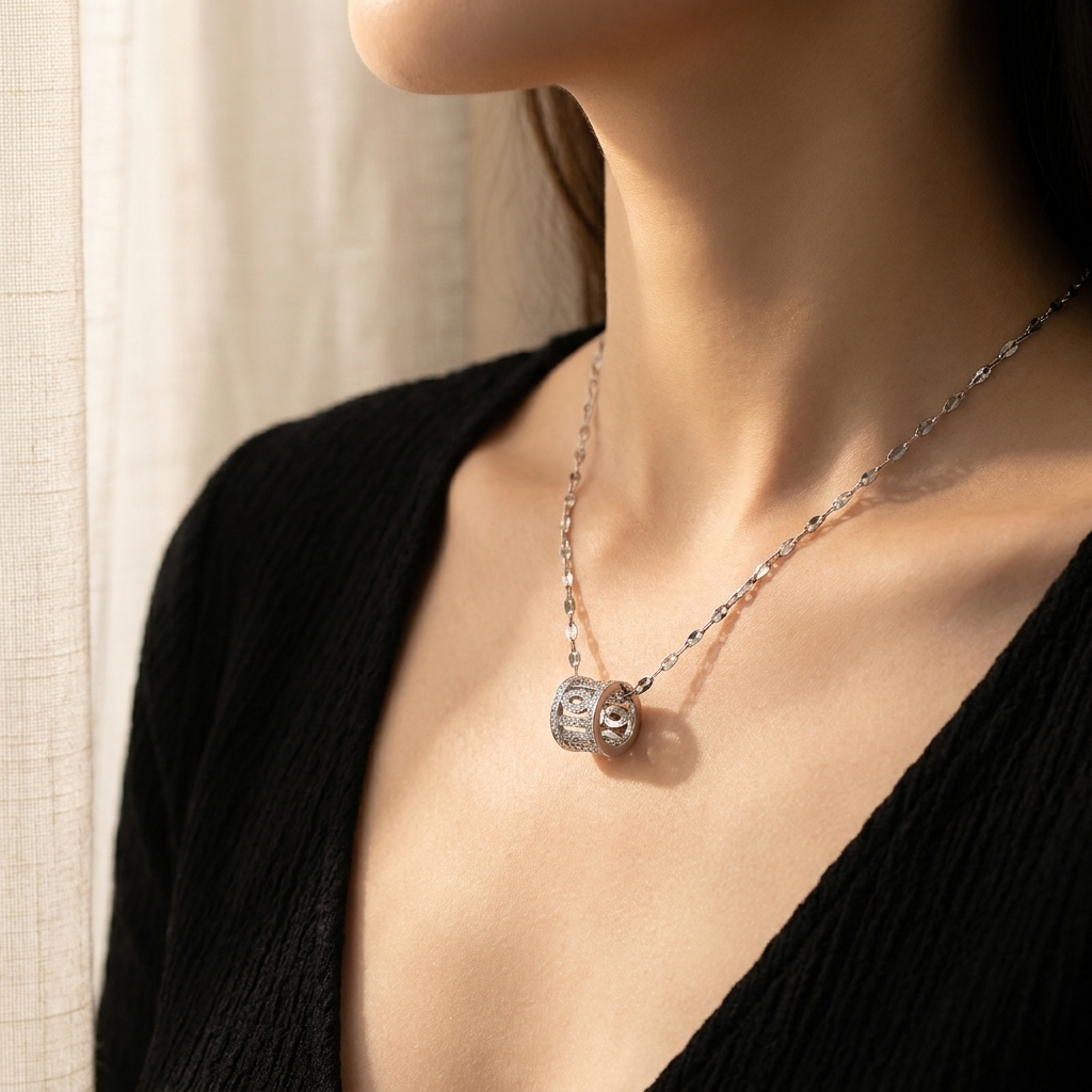 Crystal Roller Pendant Necklace