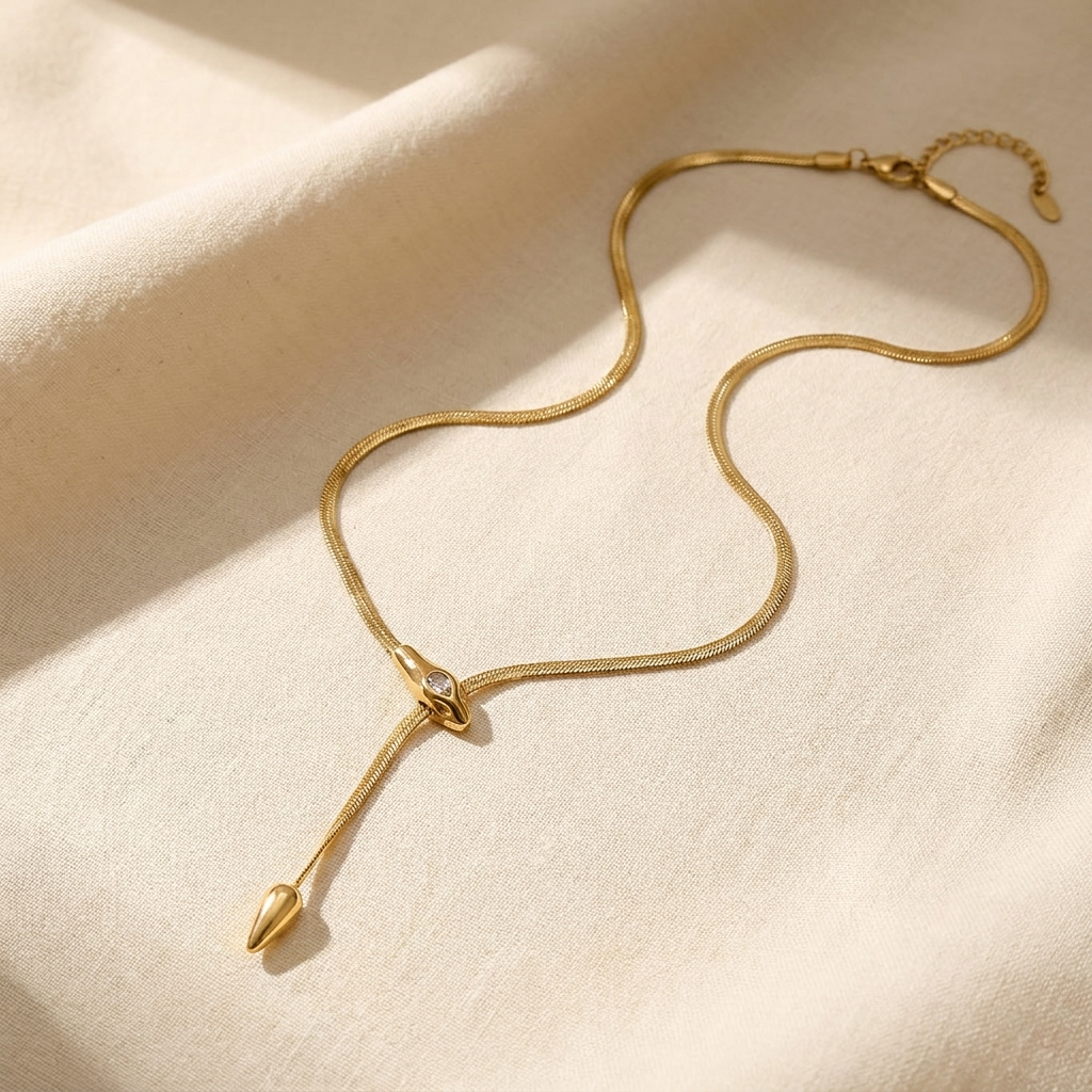 Snake Lariat Herringbone Necklace